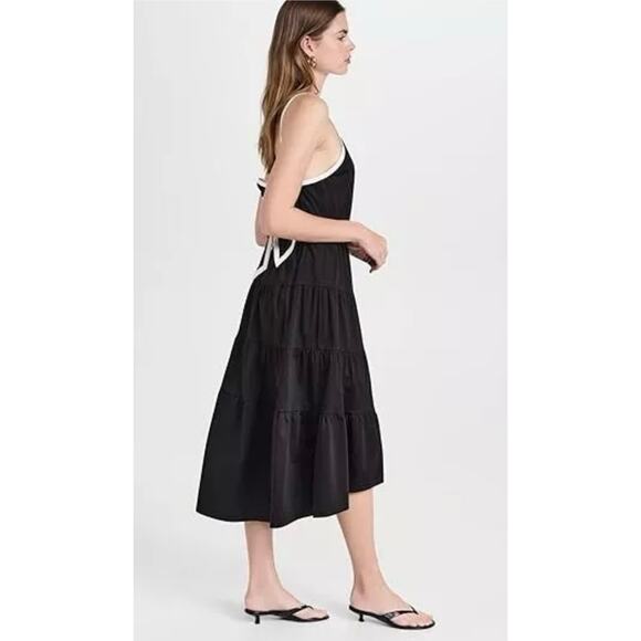 ALICE + OLIVIA Hartley Gathered Midi Dress black and white (New) - Picture 4 of 6